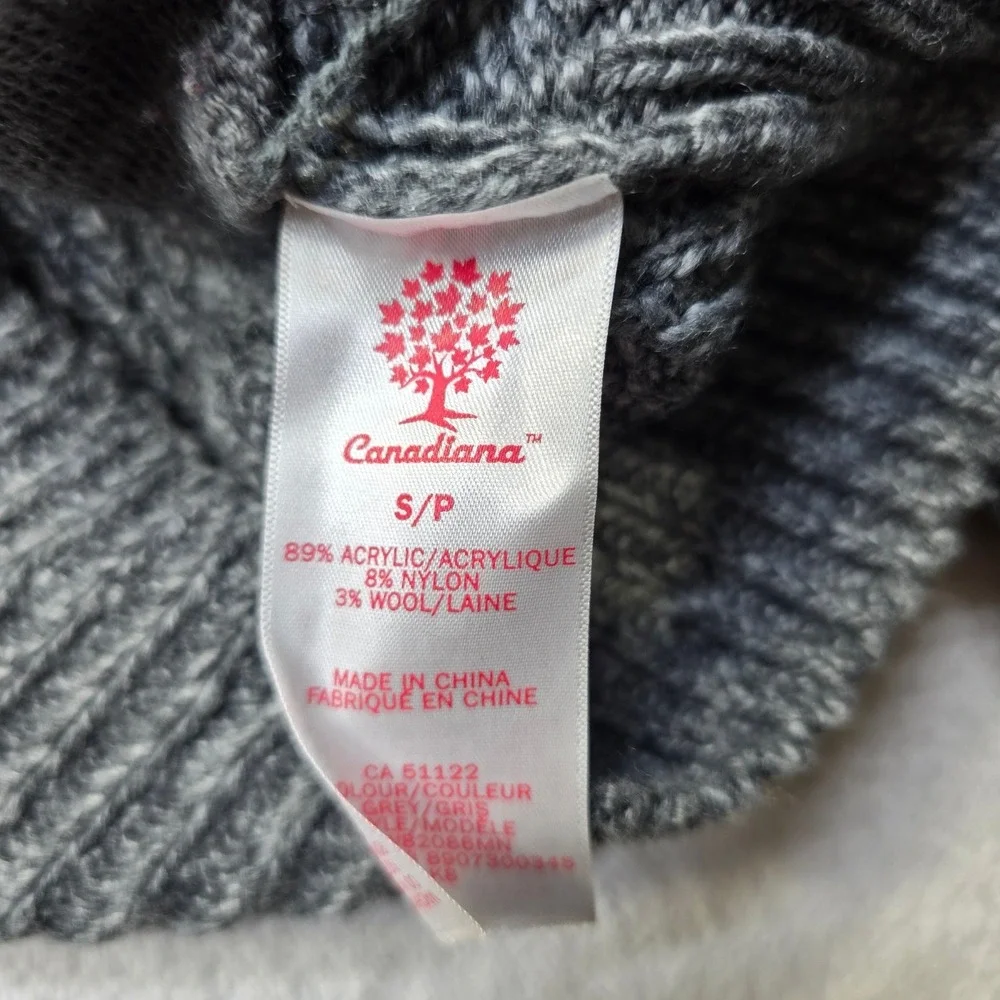 Canadiana Shawl Collar Cardigan‎ Sweater Mens Small Gray Cable Knit Chunky!